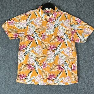 Tommy Bahama Floral Print Short‎ Sleeve Button Up Shirt Tropical Hawaiian Style